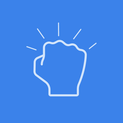 Blue icon of a fist