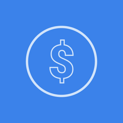 Blue icon of a dollar sign